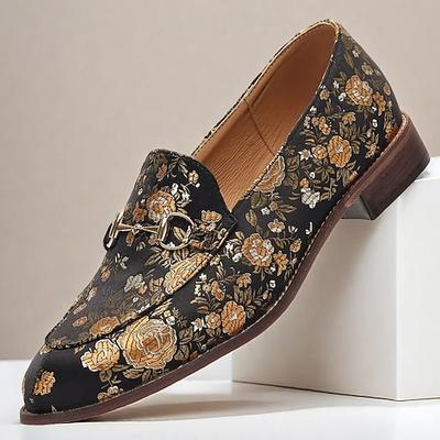 Herren Loafer Slip On Schuhe bedrucken Penny Loafers Klassische Loafer Stoff Komfortabel Rutschfest Halbschuhe Schwarz