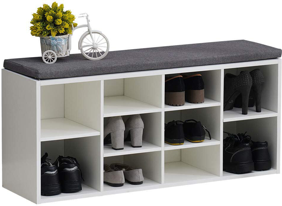 Metro 10 Pair Shoe Storage Bench White;Gray 10