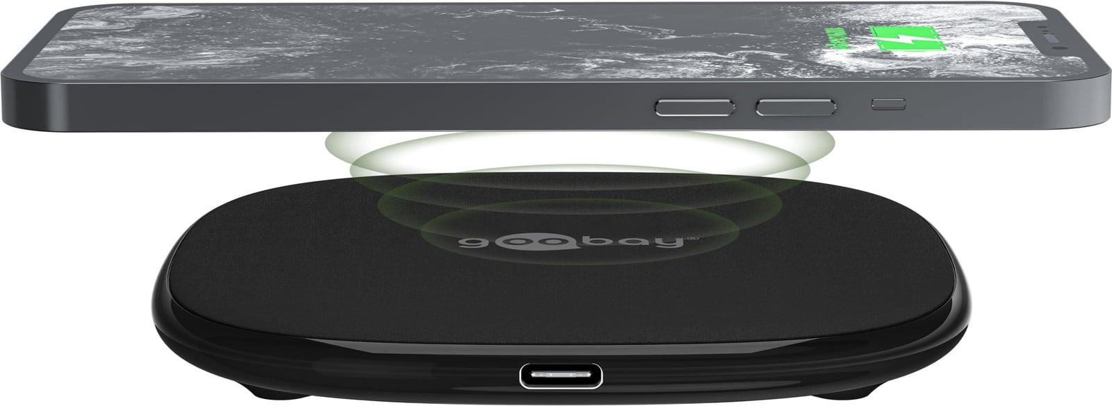 Goobay 64675 Draadloze snellader 15 W, zwart, 1 m, geschikt voor smartphones en Qi-apparaten