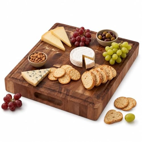 Relaxdays Snijplank Acaciahout Bruin met Sapgootje B/D/H: 40 x 32 x 4 cm