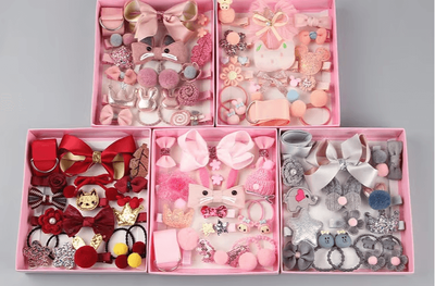 Inspire Essentials Princess Bloom 18 Piece Butterfly Hair Clips And Baby Girl Headwear Set wine 18 Pcs