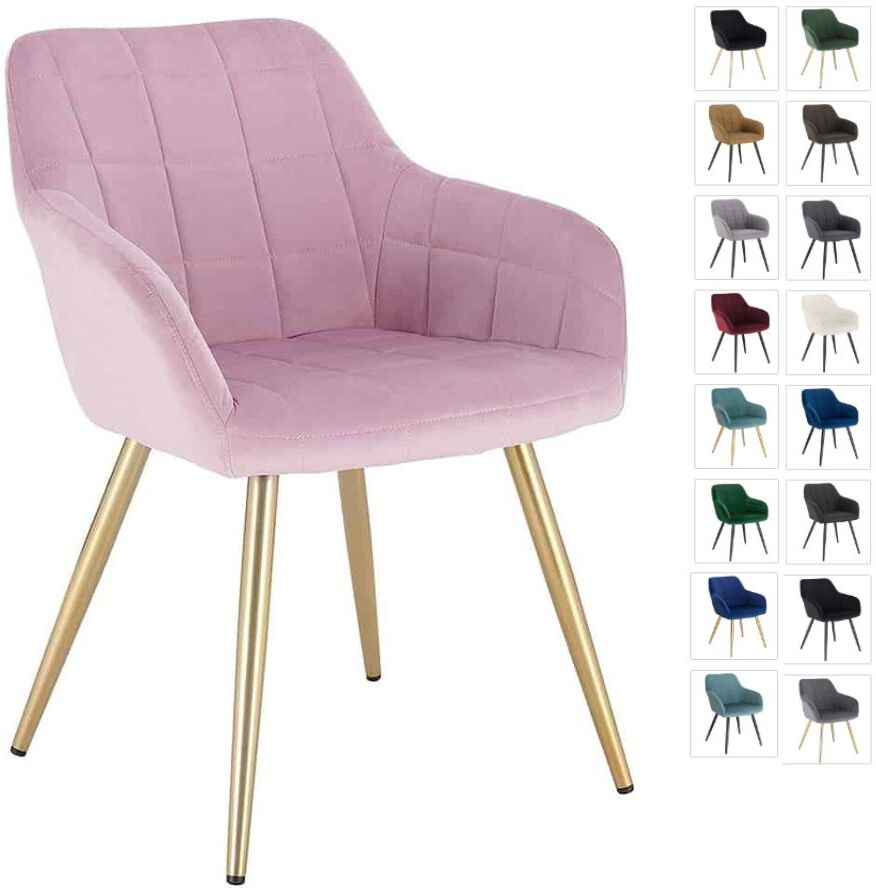 Sedia poltrona in velluto con piedi acciaio color oro Vari colori Marrone