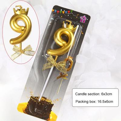 Uplift Treasures Rose Gold Crown Bow Number Birthday Candle 0 To 9 gold 9