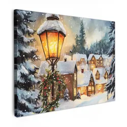 LEINWANDBILD Weihnachtsdorf - Häuser - Schnee - Weihnachten Wandbilder 80x60 cm