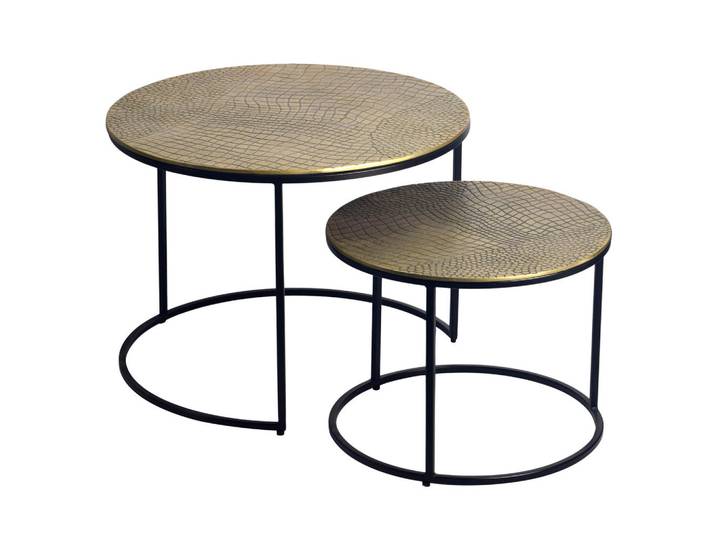Livetastic Satztisch, Gold, Metall, 2-teilig, rund, rund, 45x60x60 cm, Wohnzimmer, Wohnzimmertische, Satztische