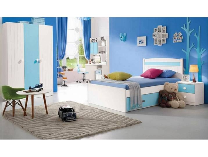 Xlmoebel Schlafzimmer-Set Komplettmöbel für Kinderzimmer in modernem Design, Holzoptik, (4-tlg., Schlafzimmer-Set), Hergestellt in Europa