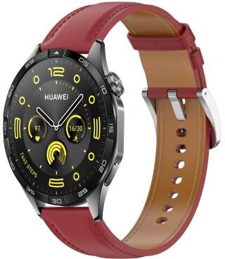 Everyday Crate Huawei Watch GT 4 46mm Genuine Leather Watch Band 22mm Quick Release Replacement Strap red