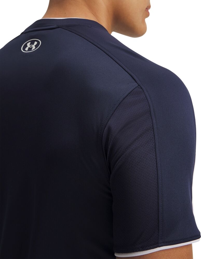 Trainingsshirt UNDER ARMOUR "UA M CHALLENGER TRAIN SS", Herren, Gr. L, midnight navy,, weiß, Obermaterial: 100% Polyester, Shirts Trainingsshirt, für Fussball und Training, sportlich, mit Mesh-Einsätzen midnight navy,, weiß L