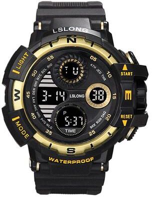 ModernMart Rugged Military Digital Sports Watch Waterproof LED Chronograph For Men black Gold