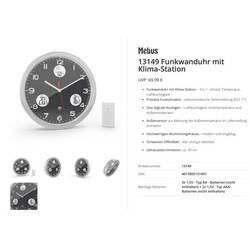 Mebus 13149 Funk Funkuhr 30 cm Aluminium Leisegang-Uhrwerk
