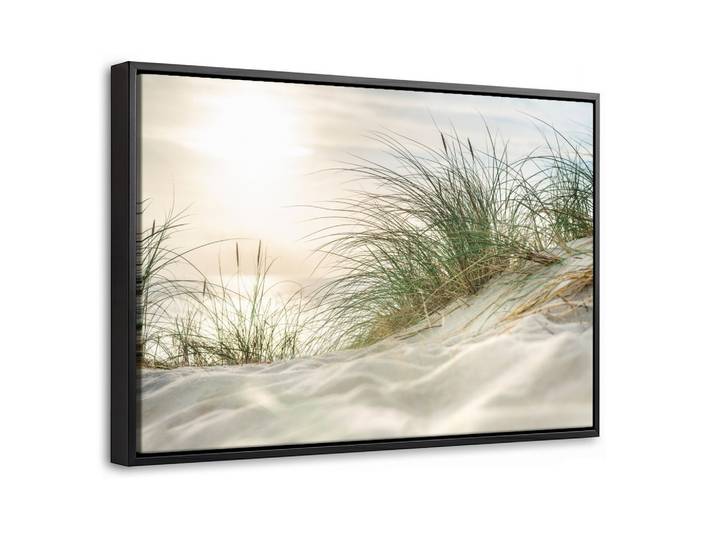 LEINWAND Bilder mit Rahmen - Dünen mit Strandhafer in der Sonne des Nationalparks Schleswig-Holsteinisches Wattenmeer - 60x40