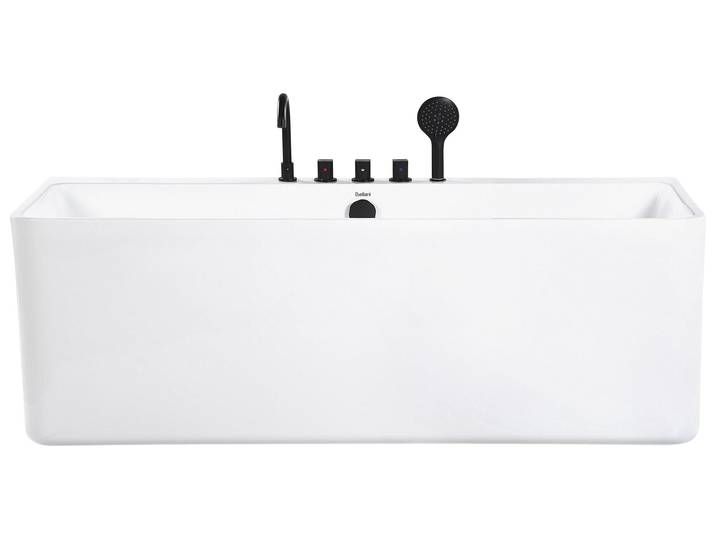 BELIANI Badewanne Weiß 170 x 75 cm Sanitäracryl Rechteckig abgerundete Kanten mit Duschbrause