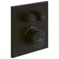 Villeroy & Boch Unterputz-Thermostat Vea, Matt Black, 157x45x157 mm, Zweiwege-Mengenregulierung mit ViPush-Technologie