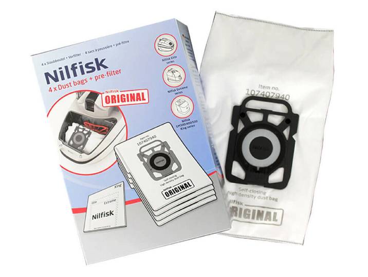Nilfisk Staubbeutel Spezial dicht 4 Stück inkl. Vorfilter Zubehör