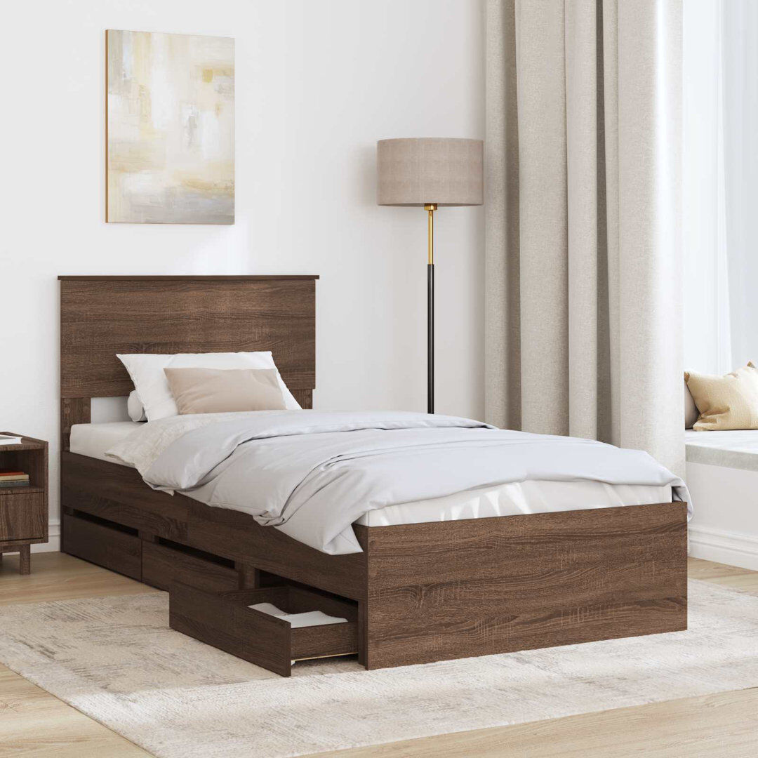 Ebern Designs Bed Frame Brown Oak Small Single (2'6)