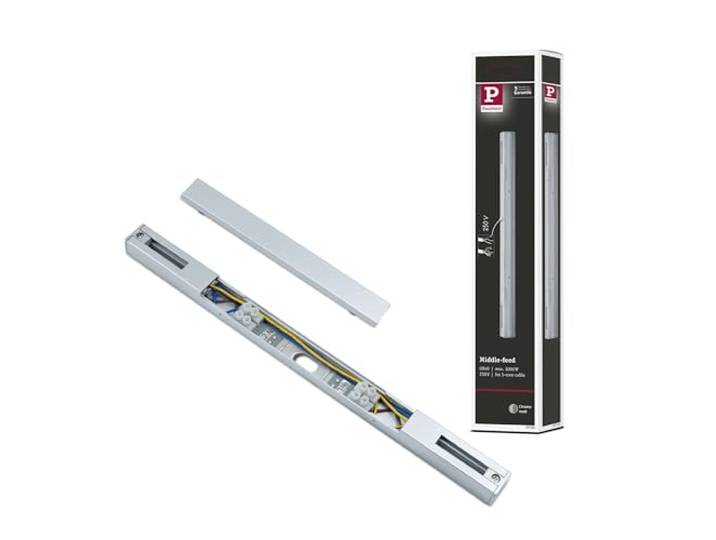 Paulmann 97765 URail Einspeisung Mitte 304x18 mm max. 1.000/1.000W Chrom matt Schienensystem