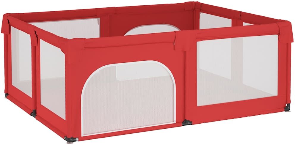 vidaXL Parc pour bébé avec 2 portes Rouge Tissu Oxford