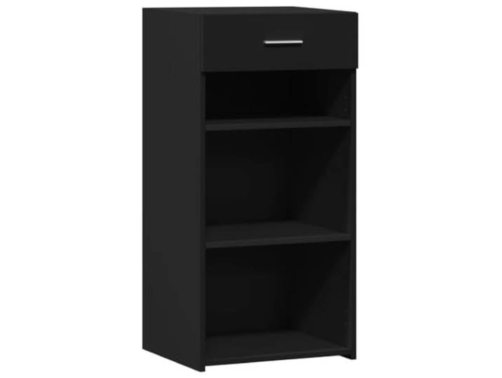 LASWWQMRF Sideboard Schwarz 45x42,5x93 cm Holzwerkstoff Beistellschrank Minimalistischer Schrank mit Schublade für Wohnzimmer und Schlafzimmer. Pflegeleichter Stauraum im zeitlosen Design.
