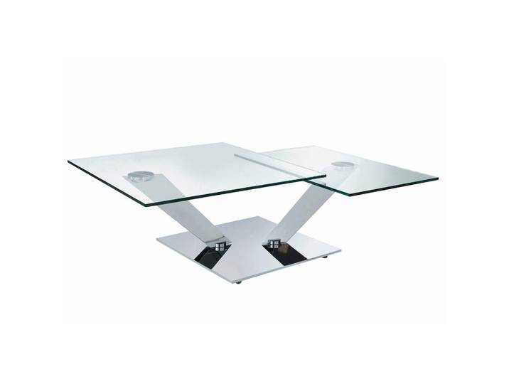Naos Couchtisch Naos Calypso, Klar, Chrom, Metall, Glas, quadratisch, Säule, Bodenplatte, 84-106x40x84-129 cm, Wohnzimmer, Wohnzimmertische, Couchtische, Couchtische Glas