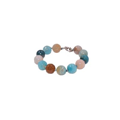 Armband FIRETTI "Schmuck Geschenk Edelstahl Armschmuck Armkette Edelstein", bunt (silberfarben, blau, rosa, hellblau, creme, rostbraun, blau, rosa, hellblau, creme, rostbraun), Armbänder, Damen, 20cm, Edelstahl Textil, Edelstahl, Textil, Armband,...
