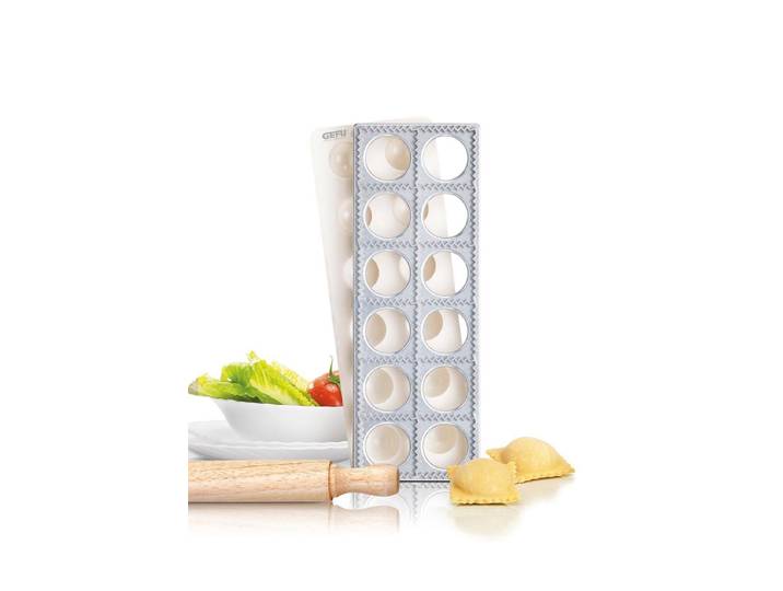 Ravioliform GEFU TASCA , grau, B:10,8cm L:30,2cm, Aluminium, Kunststoff, Naturmaterial, Küchenformen, Ravioliform, platzsparendes Design, ideal für Ravioli und Maultaschen