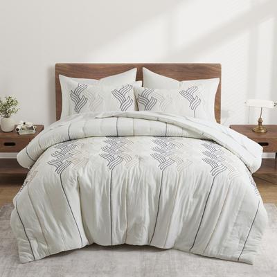 Peace Nest All Season Rope Embroidery Comforter Set, Elegant Quilted Down Alternative Bedding Set