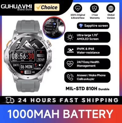 Inspire Picks TitanForce X Military GPS Smartwatch 1000mAh AMOLED Bluetooth Call Rugged Fitness Watch gray