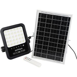 Luxula LED-Außenstrahler LXSO400131, IP65 wasserdicht, 10 Watt / 1100 Lumen, tageslichtweiß, Solar, mit Fernbedienung