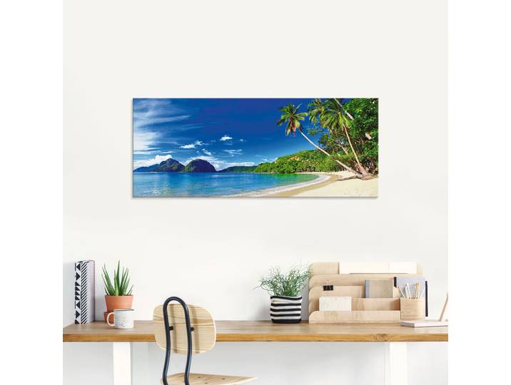 Glasbild ARTLAND Paradies , blau (farbe bild(er): blau), B:125cm H:50cm, Bilder, Glasbild, in verschiedenen Grössen