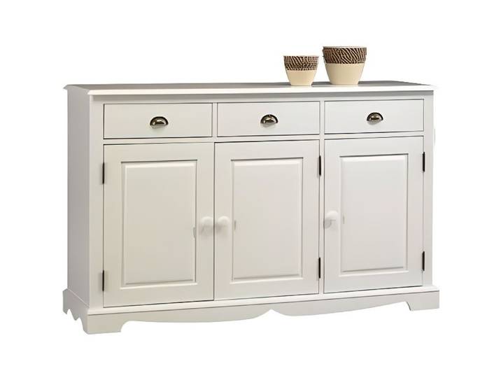 Buffet Blanc de Style Anglais 3 Portes 3 Tiroirs