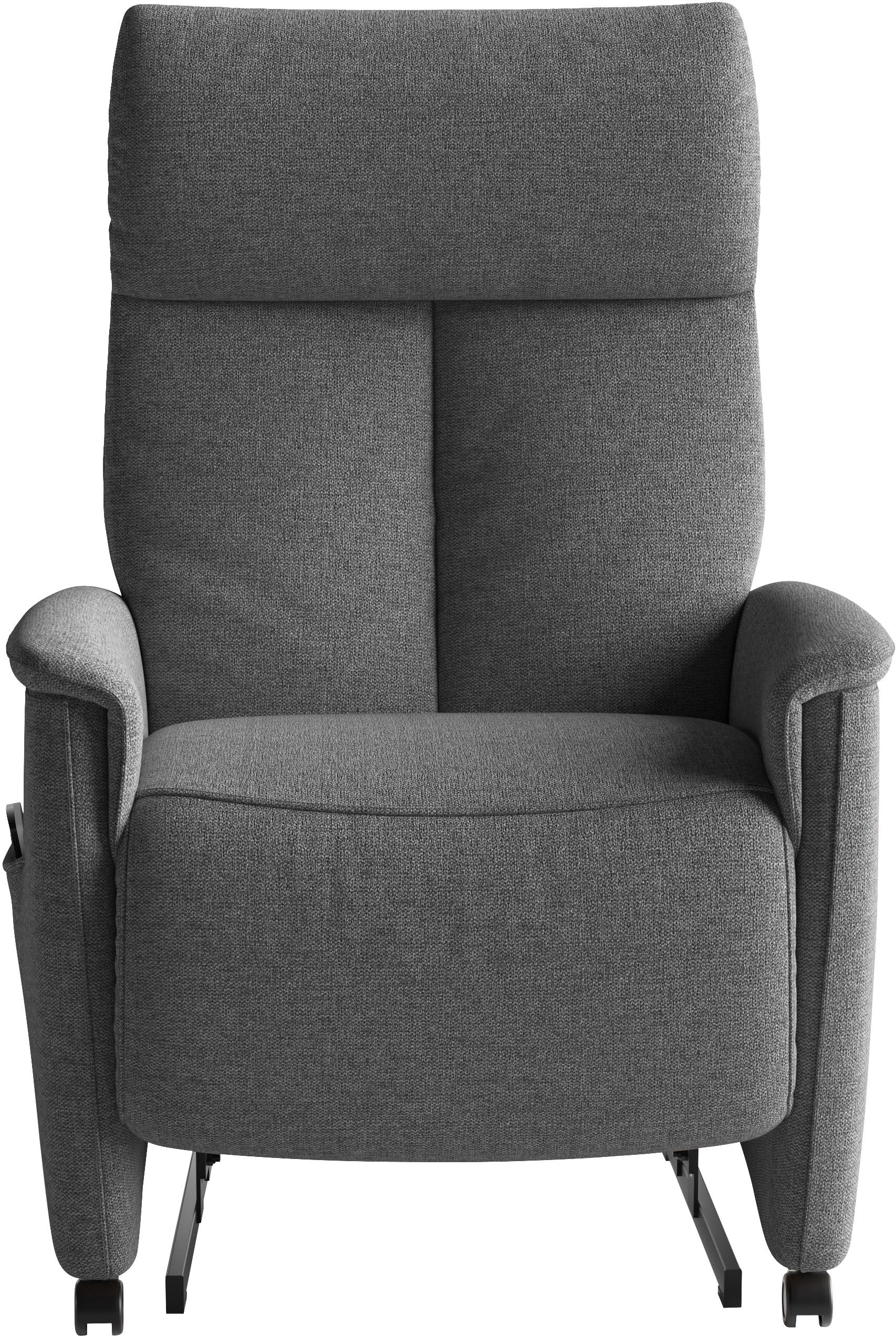 TV-Sessel SIT & MORE "Cremona Comfort Plus", grau (anthrazit), B:87cm H:112cm T:89cm, 100% Polyester, Sessel, TV-Sessel, bis 200 Kg belastbar, mit Herz-Waage Funktion anthrazit Flachgewebe, Ergonomie S1,mit Kopfteilverstellung,mit 3 Motoren-Herz Waage Fun
