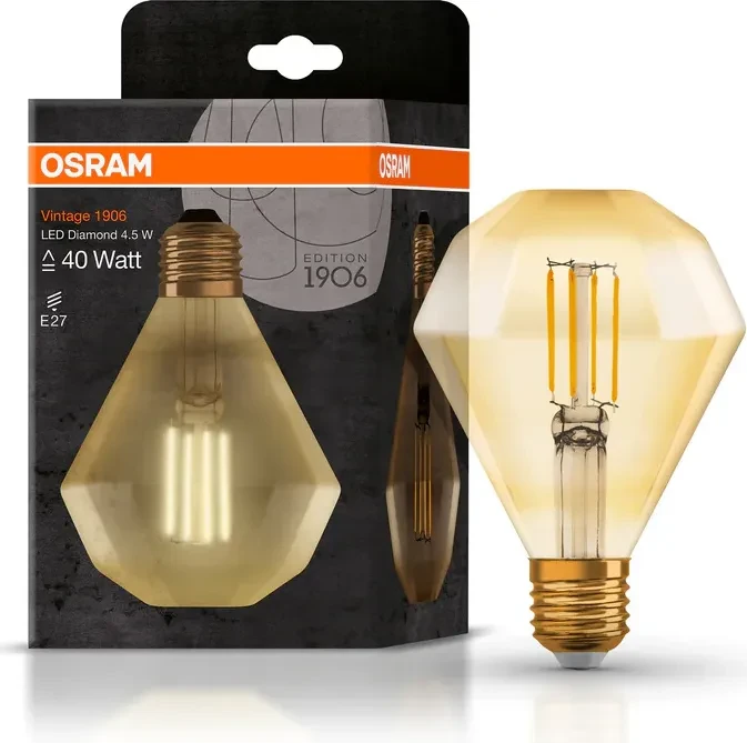 OSRAM Diamant LED-Lampe E27 4,5 W Vintage 1906, warmweiß