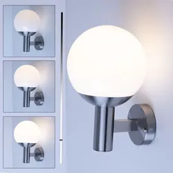 Wandleuchte Wandlampe Kugelleuchte Außenleuchte Eingangs Beleuchtung Smart LED Edelstahl, Kunststoff weiß, App Steuerung, 1x 9 Watt 806 lm, HxB 31,5x20 cm