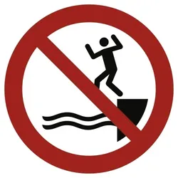 Aufkleber In das Wasser springen verboten ISO 20712-1, Folie, Ø 200 mm