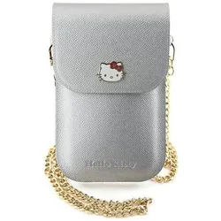 Hello Kitty Torebka HKOWBPGHDLMS srebrny/silver Leather Metal Logo Chain (Apple iPhone 16), Smartphone Hülle, Silber