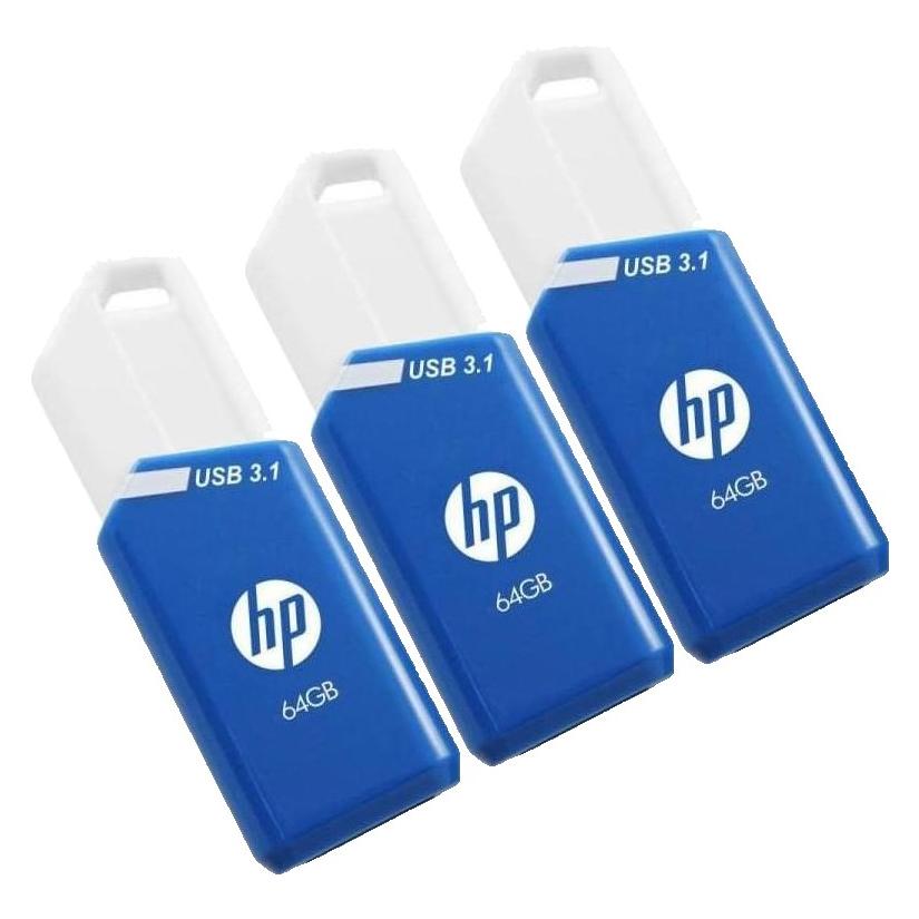 HP x755w USB-Stick (3x64GB, USB 3.1) - Triple-Pack blau/weiss (64 GB, USB-A) (P-HPFD755W64X3-GE)