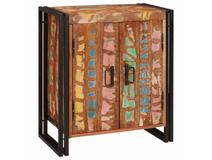 KUTYWEXFM Nachttisch Massives Altholz 66x35x76 cm Beistelltisch Rustikaler Schrank aus Altholz für Schlafzimmer und Wohnzimmer mit viel Stauraum im zeitlosen Landhausdesign.