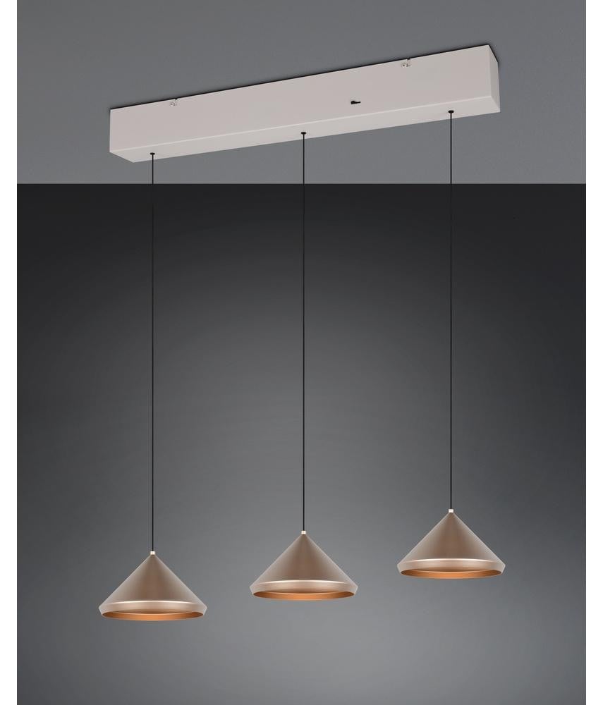 Trio Laguna 3-lichts hanglamp - Bruin - Modern metaal