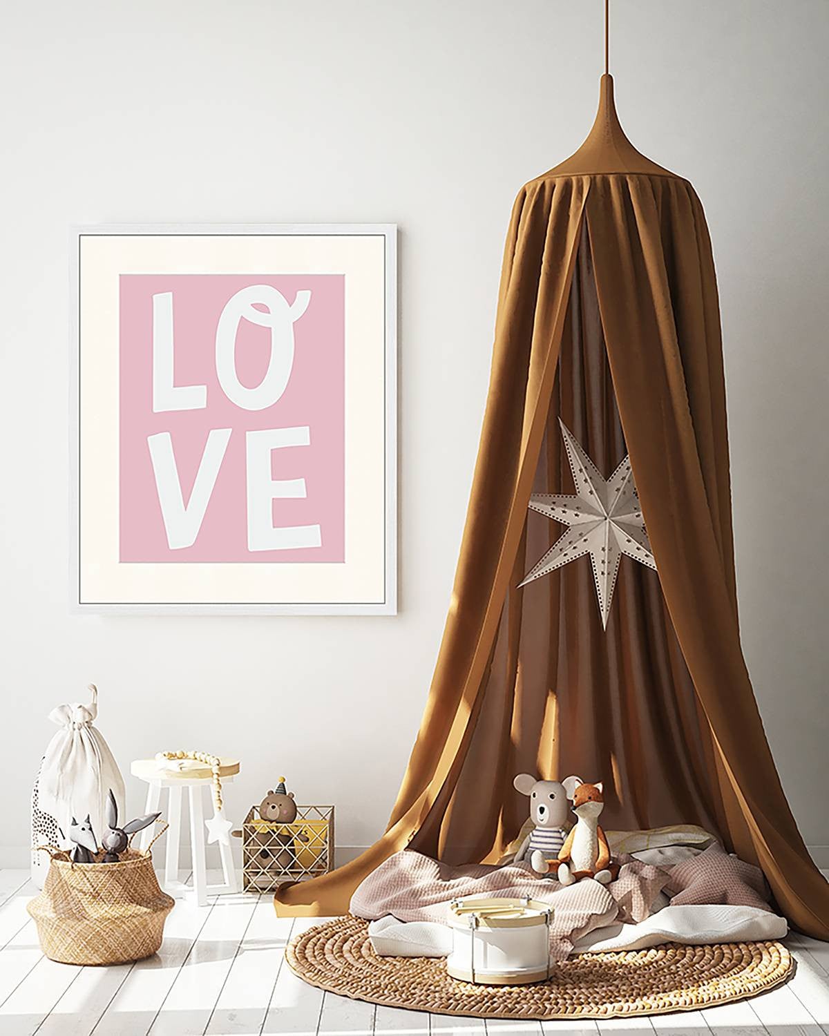 home24 Afbeelding Love wanddecoratie met typografie, multicolor, 53 x 63 cm