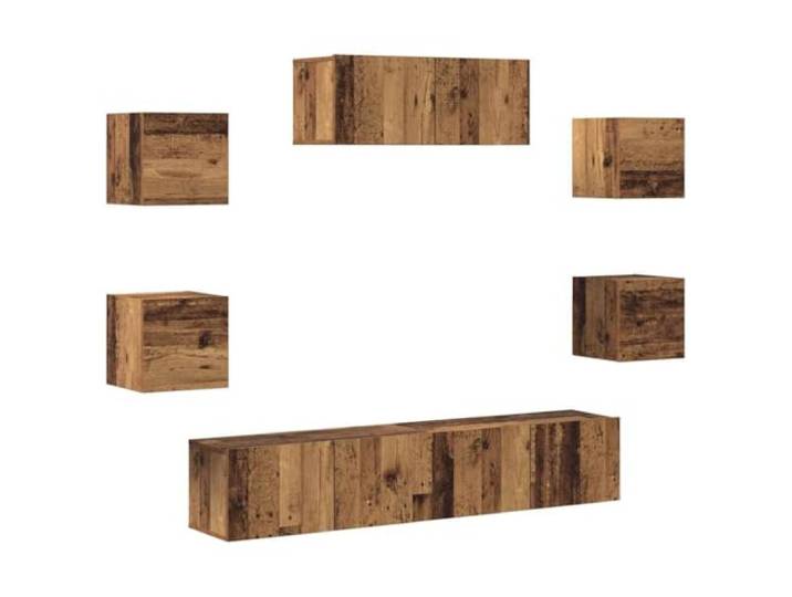 Makastle TV Schrank Set 5-teilig Hängend Altholz 80x30x30 cm
