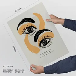 POSTER Set Mit 6 In Schwarzer Tinte Mächtig Kunstdrucke Im Skizzenstil Für Innenarchitektur A3 & A4 Weißer Rahmen