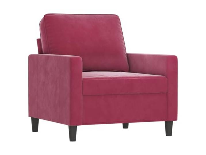 KTHLBRH Sofa-Set, 4-teilig, Samt, Weinrot, mit Kissen Struktur aus Sperrholz und Metall, Füllung aus Schaumstoff, inklusive Fußstützen, 6 Kissen