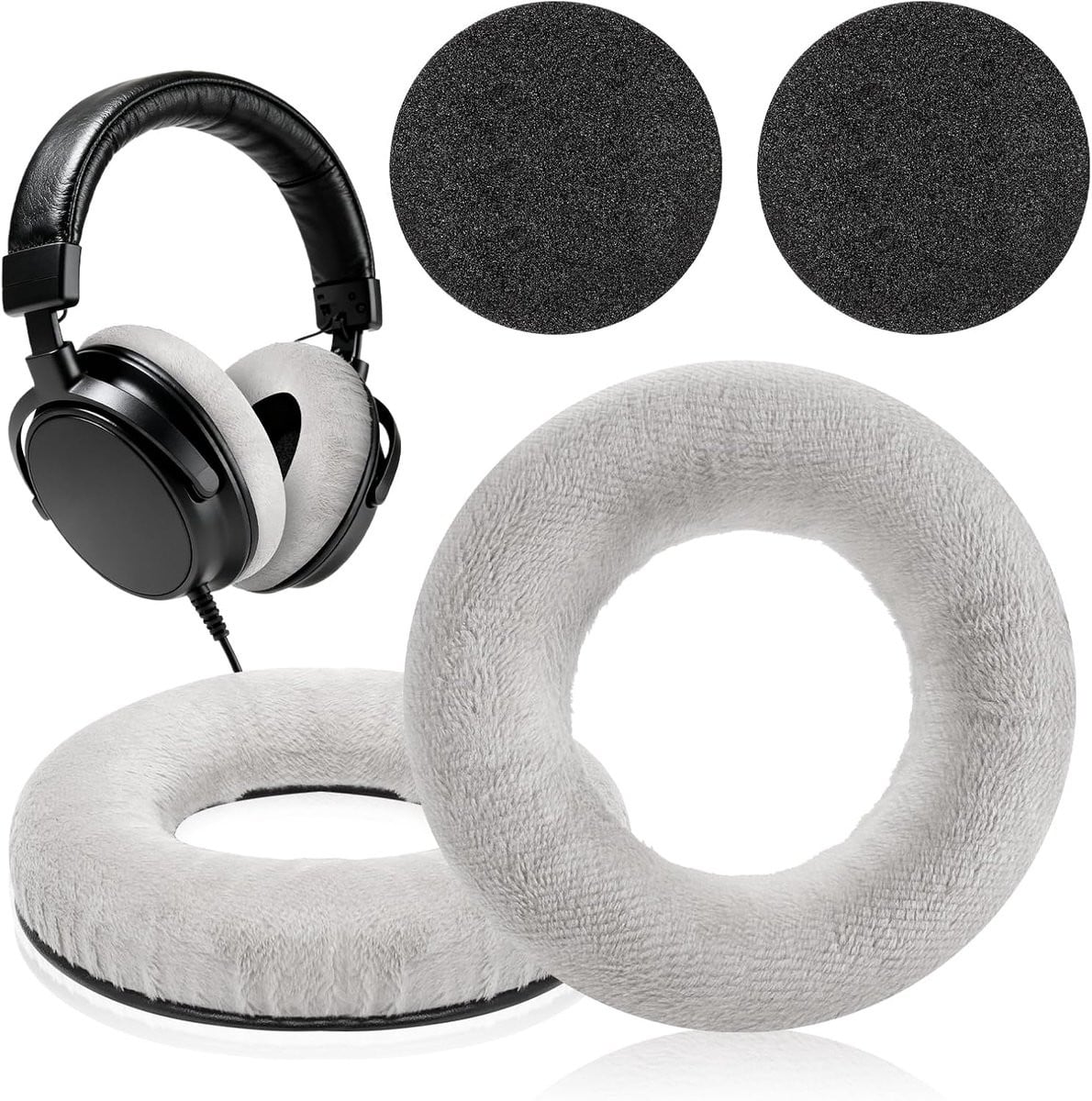 Grijs velours vervangende oorkussens voor Beyerdynamic DT 770 Pro, DT 990 Pro, DT 880 Pro en DT 990 hoofdtelefoons