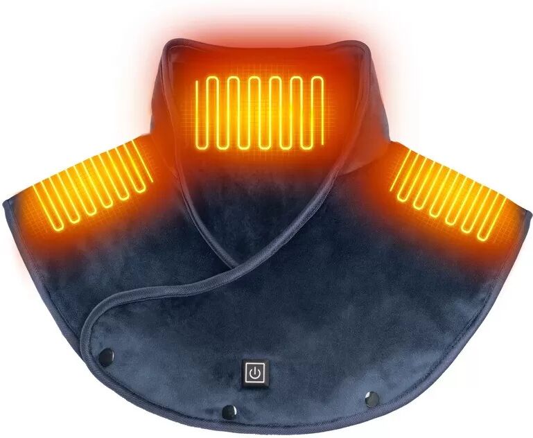 INF Wiederaufladbarer beheizter Halsschal und Schal – Elektrischer 3-Zonen-Heizwickel Blau