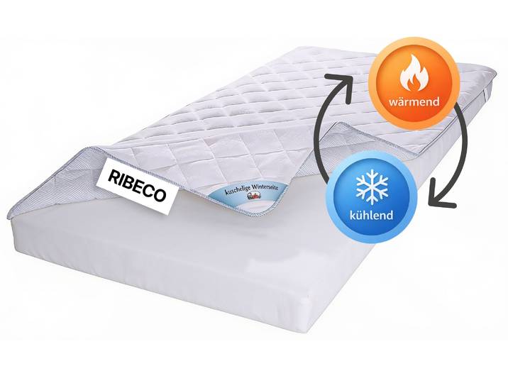 Matratzenauflage RIBECO Top Cool, Auflage 90x200 cm, 120x200 cm, 180x200 cm, wendbar , weiss (weiß), B:120cm L:200cm, Bezug: 100% Polyester, Matratzenzubehör, Matratzenauflage, Matratzenschoner, mit über 1.300 positiven Kundenbewertungen