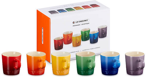 Le Creuset Rainbow Set of 6 Espresso Mugs