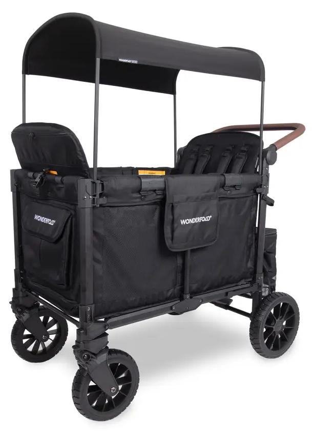 Wonderfold W4 Luxe Pro Stroller Wagon - Jet Black (2 boxes)