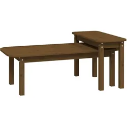 Décoshop26 - Set aus zwei Couchtischen aus honigbraunem Kiefernholz DEC031265 DEC031265