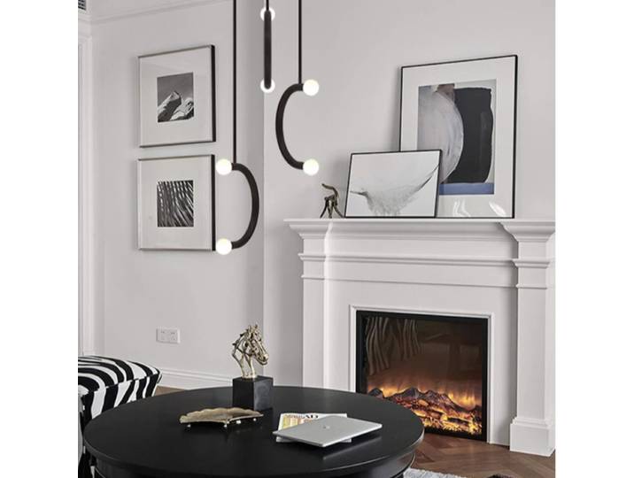 SANDYHA lampes suspendues nordiques en forme de C lustre suspendu Unique pour salon chambre Table à manger éclairage de décoration de la maison
