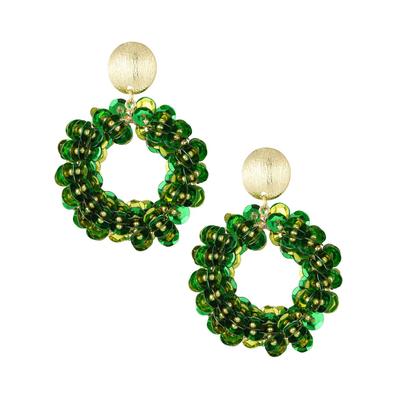 Paar Ohrhänger ADELIA´S "Ohrringe Ohrhänger mit großem Paillettenring aus Edelstahl", Damen, Gr. Damen, Edelstahl, grün, Ohrringe, Ohrringe im trendigen Modeschmuck-Look mit Paillettenring